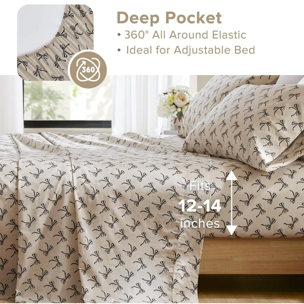 Comfort Spaces 100% Cotton Sheets Full Breathable, Naturally Cool Cotton New